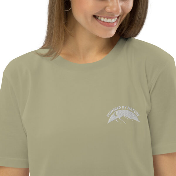 Unisex Eco-Friendly Powered By Nature Organic Cotton T-shirt Embroidery Design