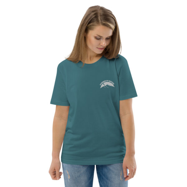 Unisex Eco-Friendly Powered By Nature Organic Cotton T-shirt Embroidery Design