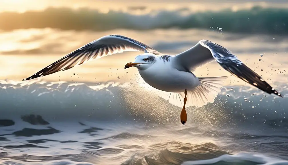 agile seagulls on water