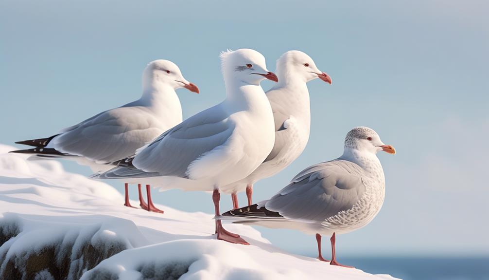arctic gulls with pale plumage