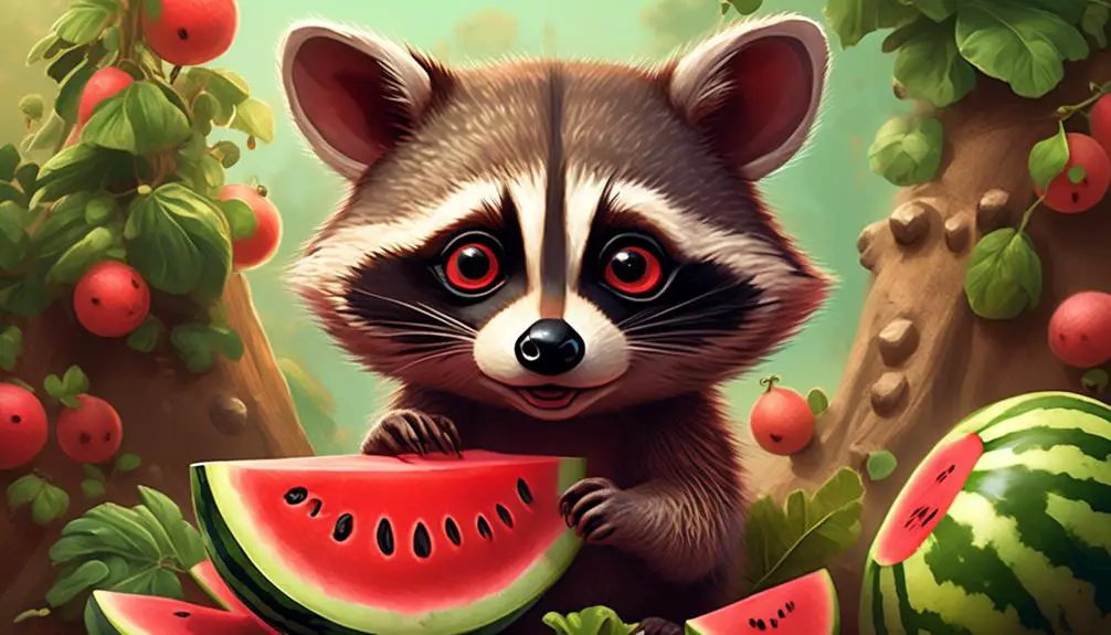 baby raccoons eating watermelons