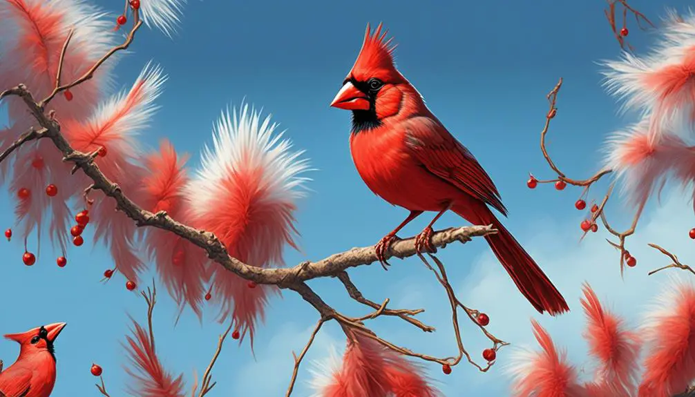 bright red bird feathers