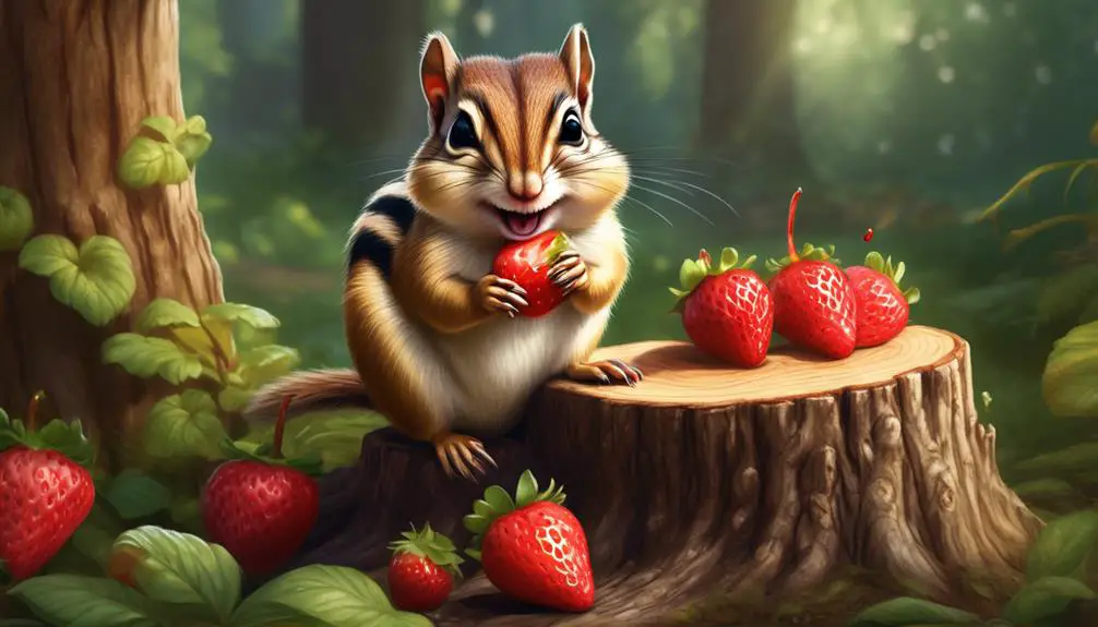 chipmunks enjoy eating strawberries