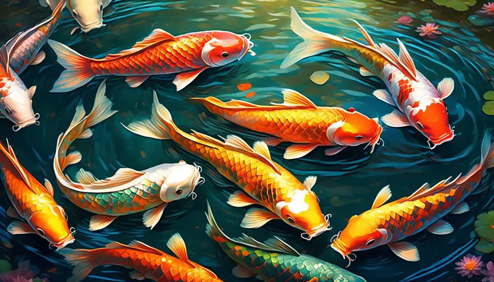 colorful fish in pond