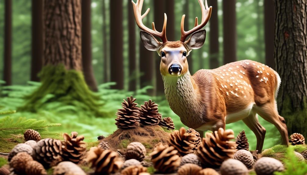 deer and pine cone consumption