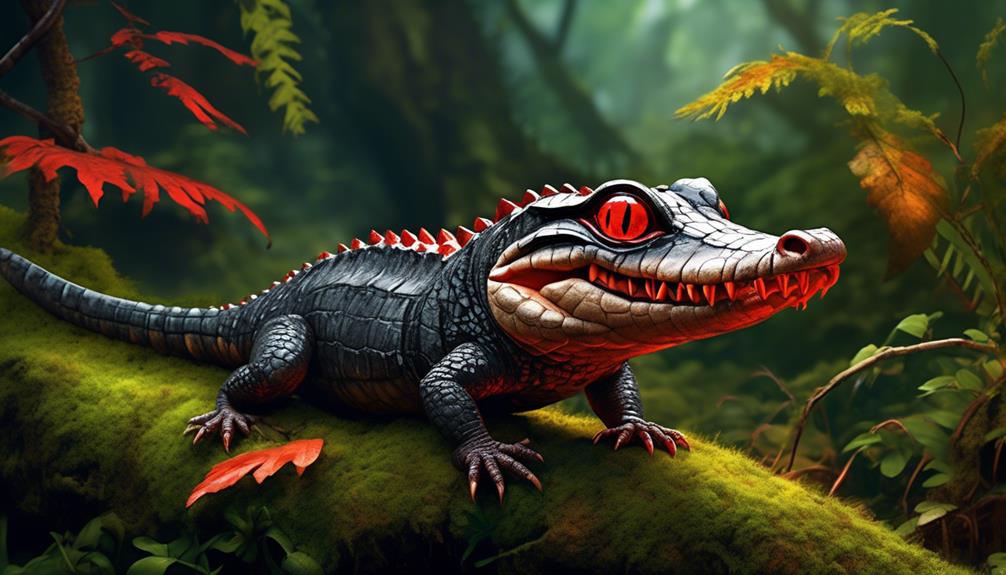 distinctive red eyed crocodile skink
