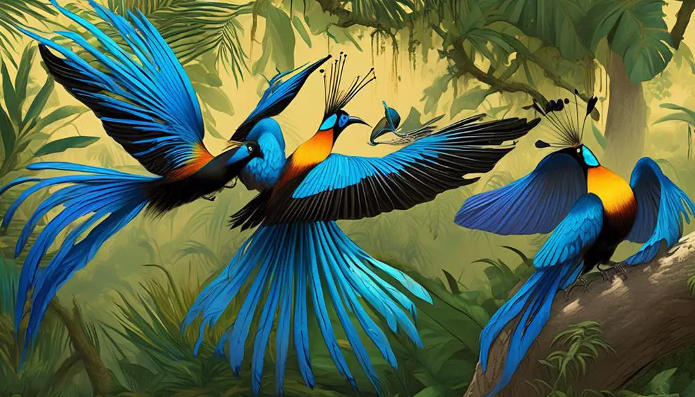 exquisite plumage and courtship