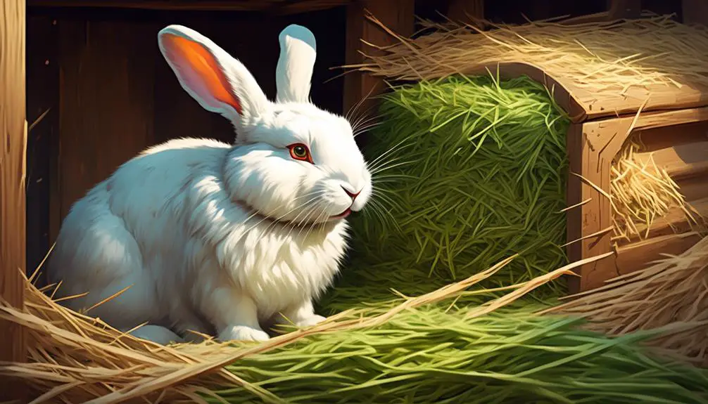 feeding rabbits fresh hay
