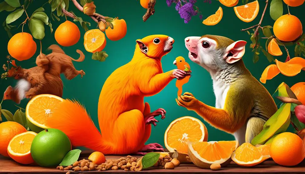fruit eating animals and oranges