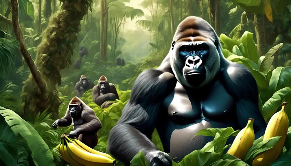limited food supply gorillas eating banana peels
