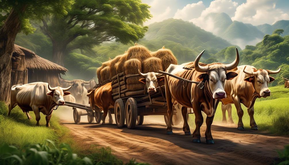 oxen pulling heavy loads