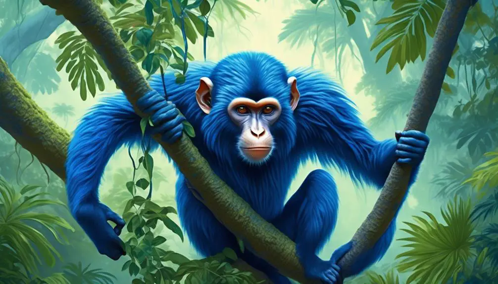 playful primate with blue fur