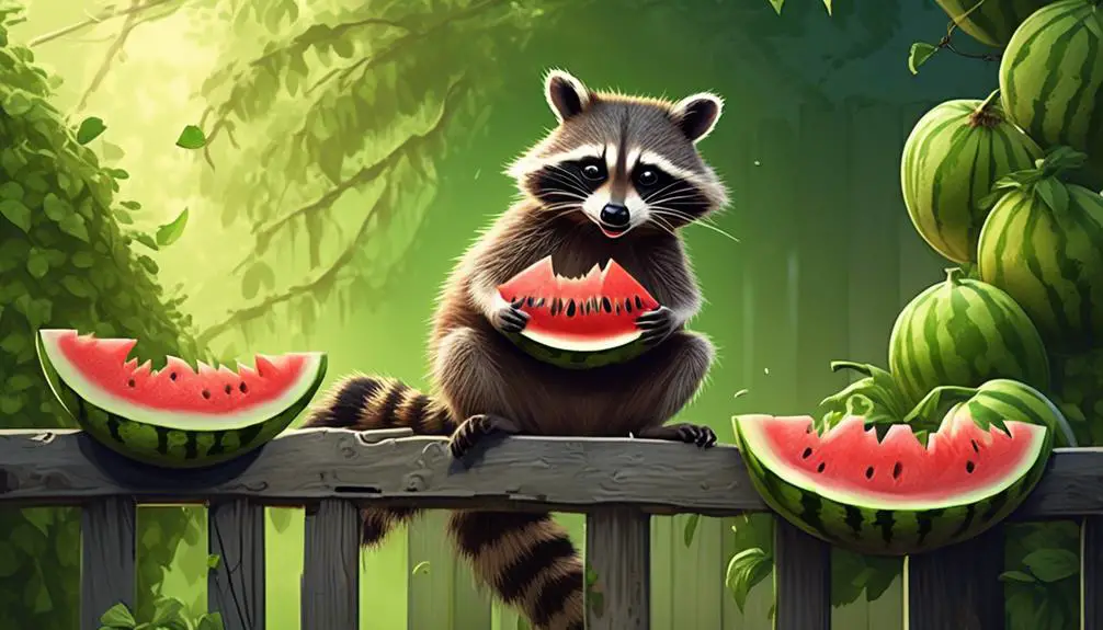 raccoons enjoying watermelon rinds