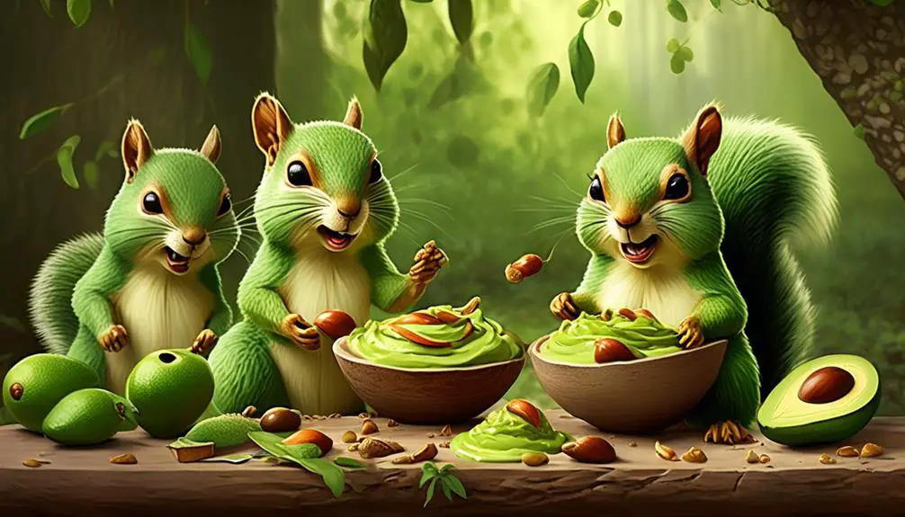 squirrels indulging in avocados