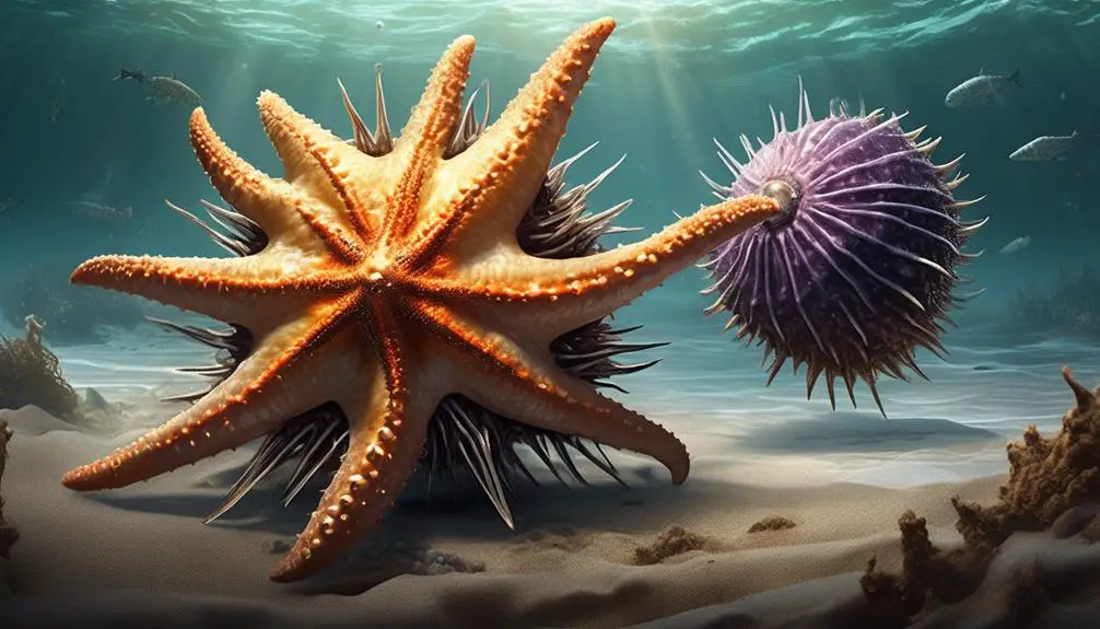 starfishes prey on sea urchins