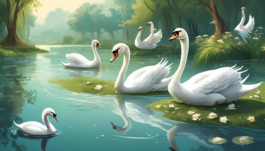swans elegant in water awkward on land