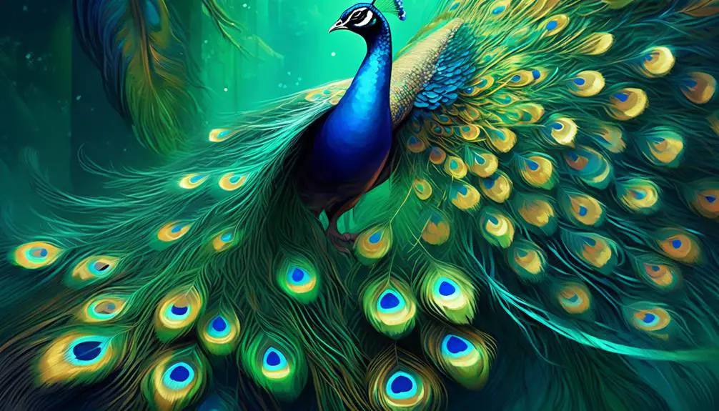 vibrant peacocks in motion