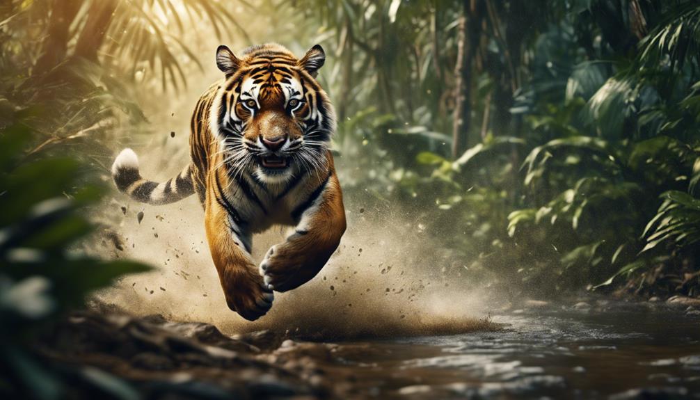 tiger sprinting through grass
