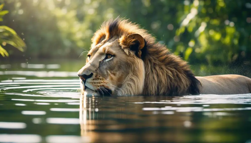 lions in water habitats