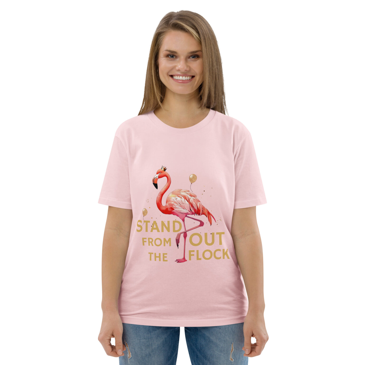 Oversized organic long sleeve T-shirt flamingo pink
