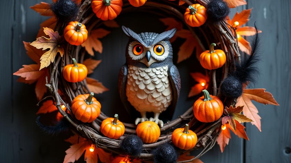 15 Spooktacular Owl Wreaths That'll Make Your Door Hoot With Halloween Spirit 4 owl wreaths for halloween