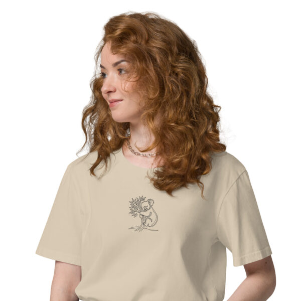 Koala hugging a tree Embroidered Organic Cotton T-shirt