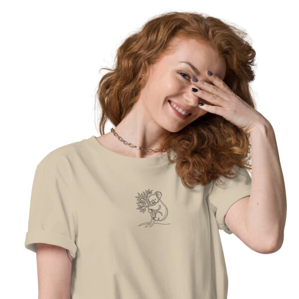 Koala hugging a tree Embroidered Organic Cotton T-shirt - Image 4