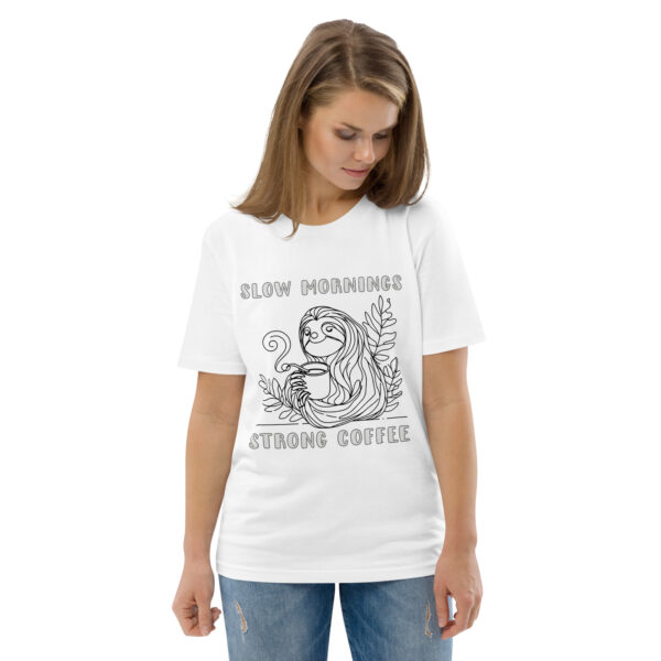 Sloth drinking coffee Printed Organic Cotton T-shirt