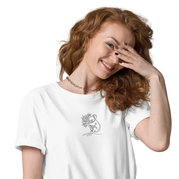 Koala hugging a tree Embroidered Organic Cotton T-shirt - Image 19