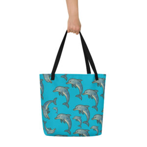 Dolphin Blue Large Tote Bag
