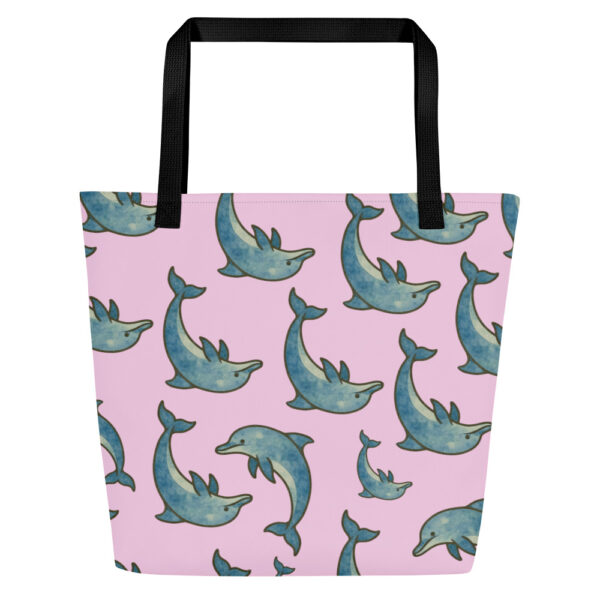 Dolphin Pink Large Eco Tote Bag with Inside Pocket