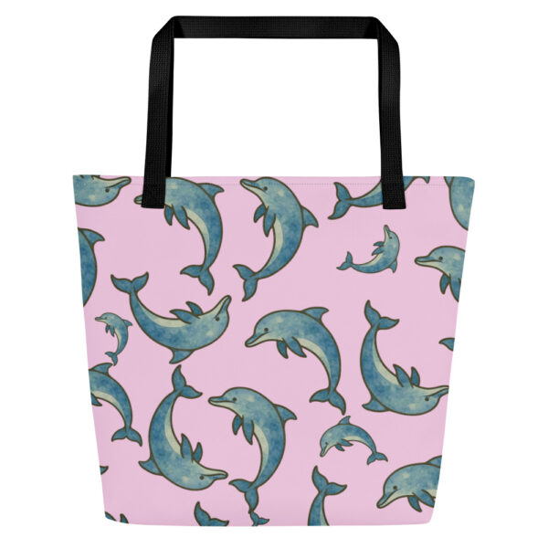 Dolphin Pink Large Eco Tote Bag with Inside Pocket - Image 3