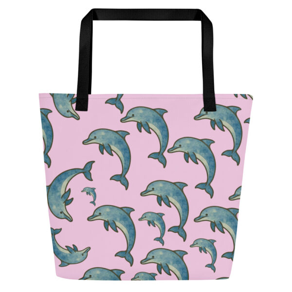 Dolphin Pink Large Eco Tote Bag with Inside Pocket - Image 2
