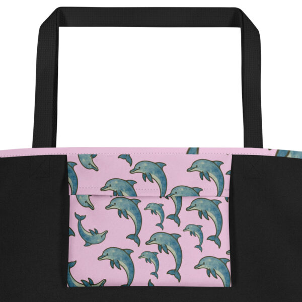Dolphin Pink Large Eco Tote Bag with Inside Pocket