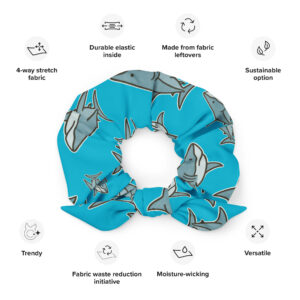 Shop 7 Blue Shark Scrunchie
