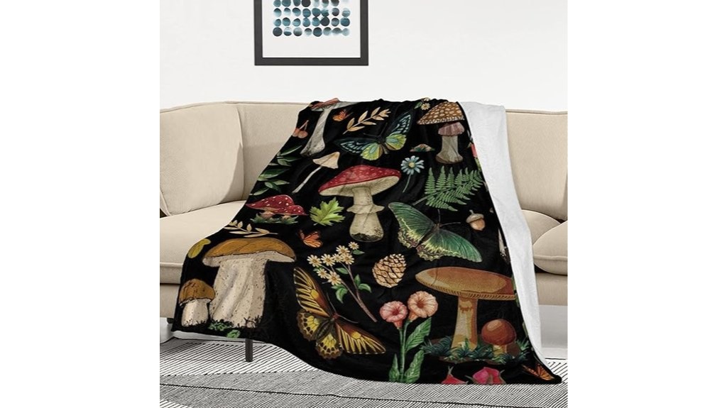 cozy mushroom fleece blanket