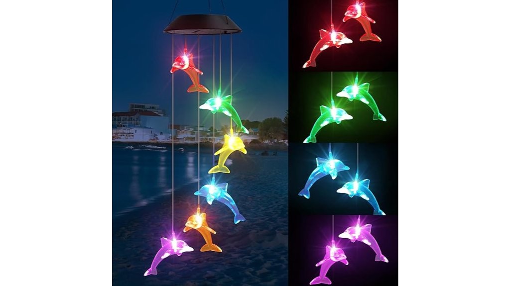colorful solar wind chimes