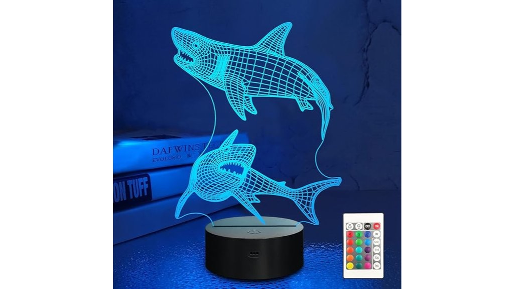 3d shark night light