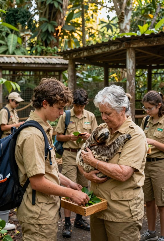 volunteer with sloths