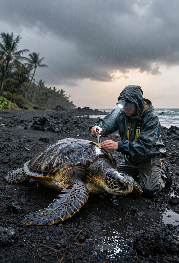 nighttime rainy season turtle patrols