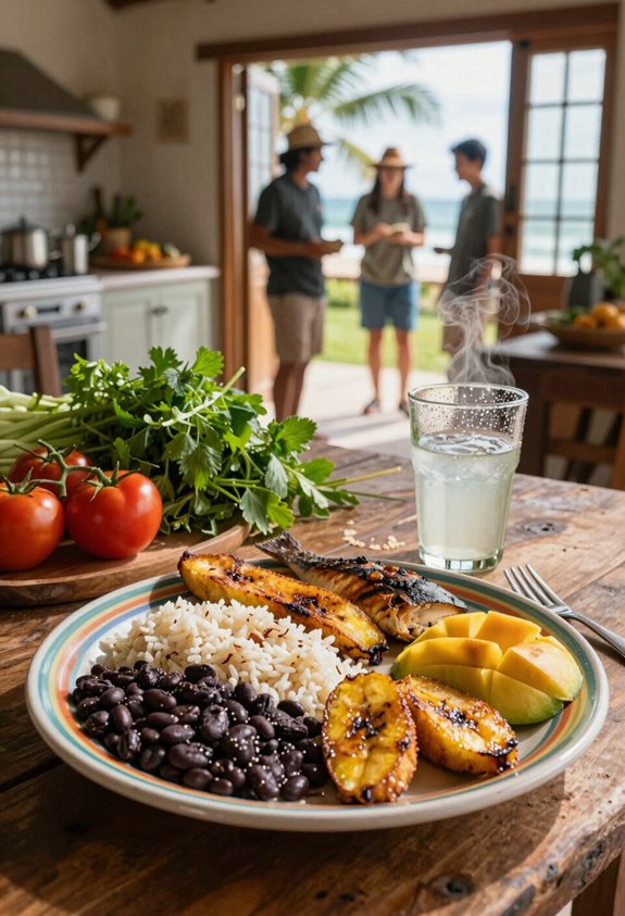 rice beans plantains ceviche