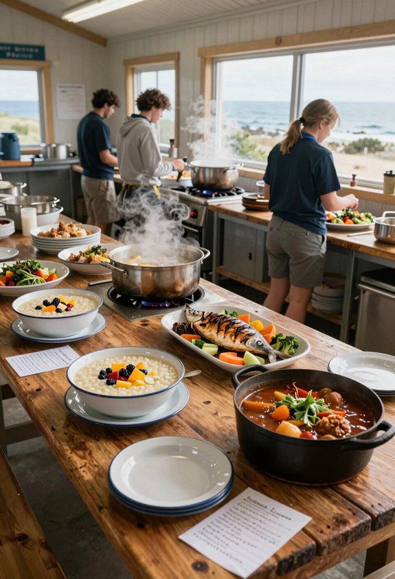 three rotating communal meals