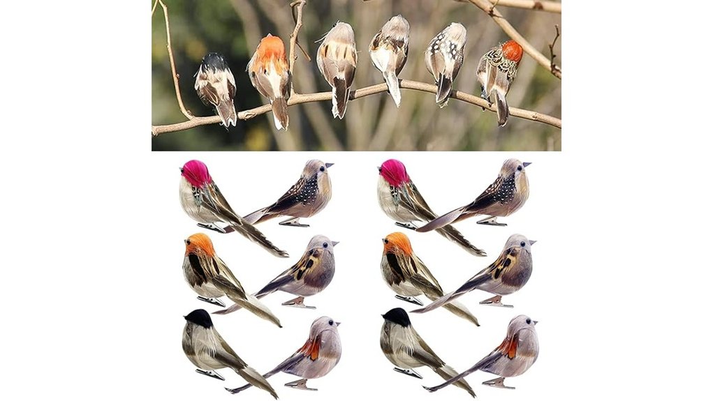 12 decorative clip on birds