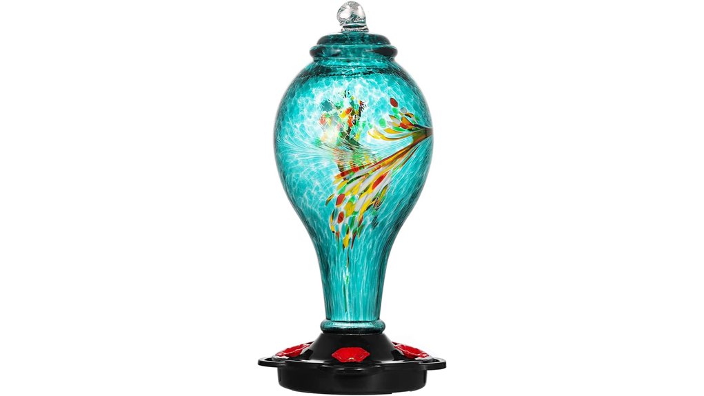 Top Gifts Hummingbird Lovers Are Buzzing About 19 36oz blue hand blown hummingbird feeder