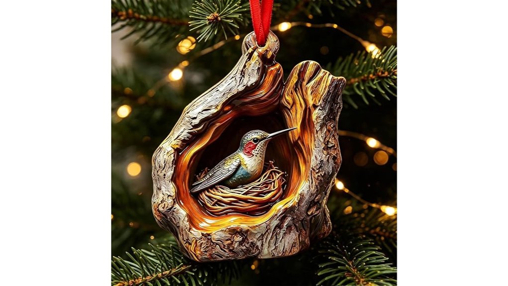 3d resin hummingbird christmas ornament