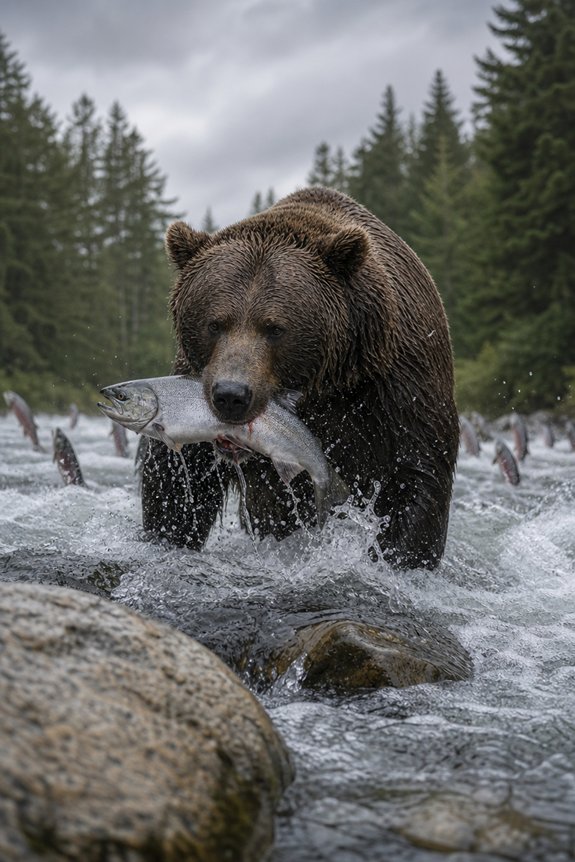 bears feast on spawning salmon