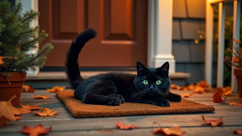 charming black cat doormats