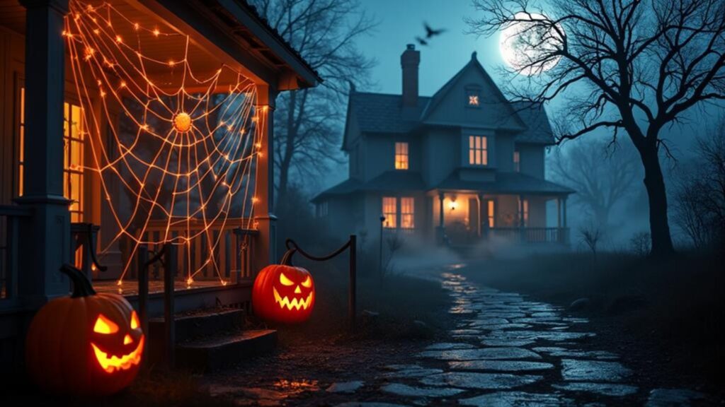 spooky halloween spider web lights