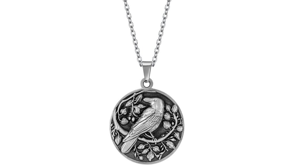 botanical embossed raven necklace