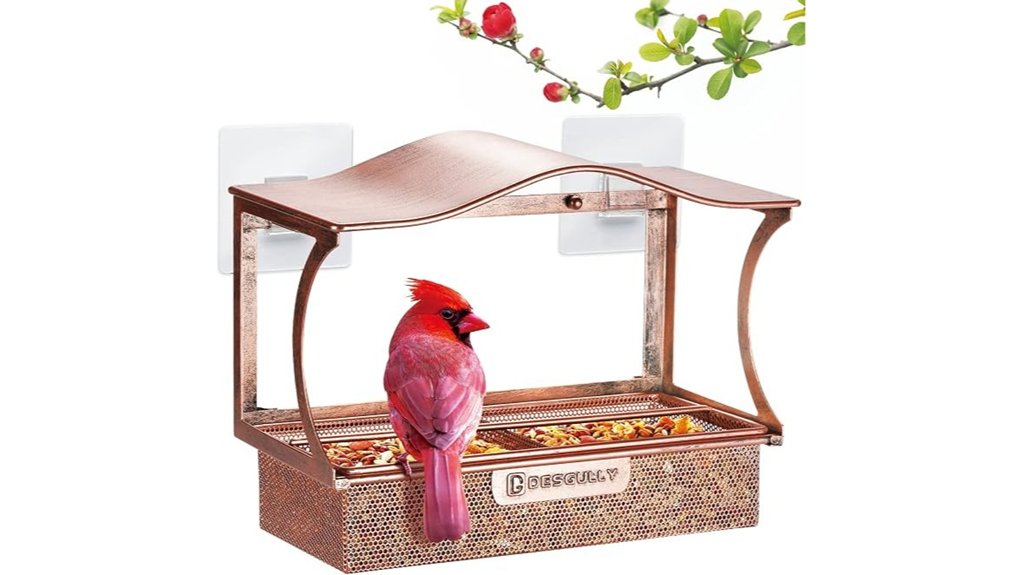 curved metal window birdfeeder
